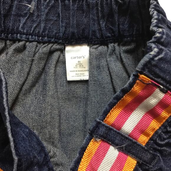 Carters Set White Tank Jean Skirt Navy Play-Shorts Elastic Waist Size Girls 4/4T - Picture 8 of 9